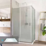 Mereo Sprchový set: LIMA, obdélník, 100x120x100x190 cm, chrom ALU, sklo Point vč. vaničky litý mramor