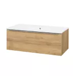 Mereo Mailo, koupelnová skříňka s keramickým umyvadlem 101 cm, dub Riviera, chrom madlo
