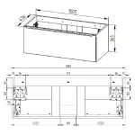 Mereo Mailo, koupelnová skříňka s keramickým umyvadlem 101 cm, dub Riviera, chrom madlo