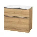 Mereo Mailo, koupelnová skříňka s keramickým umyvadlem 81 cm, dub Riviera, chrom madlo