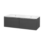 Mereo Mailo, koupelnová skříňka s keramickým umyvadlem 121 cm, antracit, chrom madlo