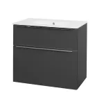 Mereo Mailo, koupelnová skříňka s keramickým umyvadlem 81 cm, antracit, chrom madlo