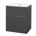 Mereo Mailo, koupelnová skříňka s keramickým umyvadlem 61 cm, antracit, chrom madlo