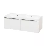 Mereo Mailo, koupelnová skříňka s umyvadlem z litého mramoru 121 cm, bílá, chrom madlo