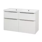 Mereo Mailo, koupelnová skříňka s umyvadlem z litého mramoru 121 cm, bílá, chrom madlo