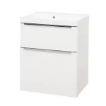 Mereo Mailo, koupelnová skříňka s umyvadlem z litého mramoru 61 cm, bílá, chrom madlo