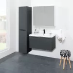 Mereo Mailo, koupelnová skříňka s umyvadlem z litého mramoru 101 cm, dub Riviera, chrom madlo