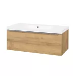 Mereo Mailo, koupelnová skříňka s umyvadlem z litého mramoru 101 cm, dub Riviera, chrom madlo