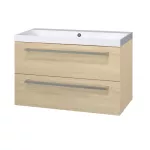 Mereo Bino, koupelnová skříňka s umyvadlem z litého mramoru 101 cm, dub Sand Barbera