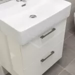 Mereo Leny, koupelnová skříňka s keramickým umyvadlem 50 cm, bíla, nové madlo