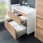 Mereo Opto, koupelnová skříňka 81 cm, bílá/dub Riviera