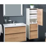 Mereo Opto, koupelnová skříňka 81 cm, bílá/dub Riviera