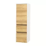 Mereo Opto koupelnová skříňka vysoká 125 cm, pravé otevírání, bílá/dub Riviera