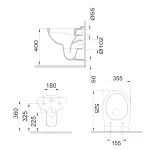 Mereo WC závěsné, RIMLESS, 530x355x360, keramické, vč. sedátka CSS124