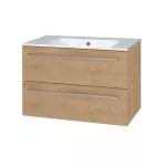 Mereo Bino, koupelnová skříňka s keramickým umyvadlem 81 cm, dub Arlington