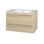 Mereo Bino, koupelnová skříňka s keramickým umyvadlem 81 cm, dub Sand Barbera