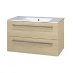 Mereo Bino, koupelnová skříňka s keramickým umyvadlem 101 cm, dub sand Barbera