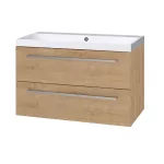 Mereo Bino, koupelnová skříňka s umyvadlem z litého mramoru 101 cm, dub Arlington