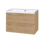 Mereo Bino, koupelnová skříňka s umyvadlem z litého mramoru 81 cm, dub Arlington