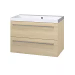 Mereo Bino, koupelnová skříňka s umyvadlem z litého mramoru 81 cm, dub Sand Barbera