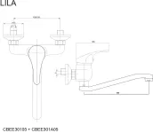Mereo Dřezová nástěnná baterie, Lila, 150 mm, s ramínkem plochým vyhnutým 180 mm, chrom
