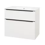 Mereo Mailo, koupelnová skříňka s keramickým umyvadlem 81 cm, bílá, černé madlo
