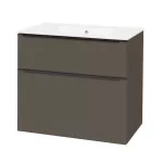 Mereo Mailo, koupelnová skříňka s keramickým umyvadlem 81 cm, šedá láva, černé madlo