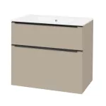 Mereo Mailo, koupelnová skříňka s keramickým umyvadlem 81 cm, šedý kámen, černé madlo