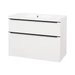 Mereo Mailo, koupelnová skříňka s umyvadlem z litého mramoru 101 cm, bílá, černé madlo