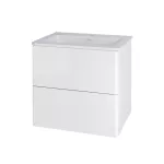 Mereo Siena, koupelnová skříňka s umyvadlem z litého mramoru 61 cm, bílá lesk