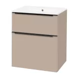 Mereo Mailo, koupelnová skříňka s keramickým umyvadlem 61 cm, šedý kámen, černé madlo