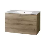 Mereo Aira, koupelnová skříňka s keramickým umyvadlem 101 cm, dub Halifax