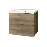 Mereo Aira, koupelnová skříňka s umyvadlem z litého mramoru 61 cm, dub Halifax