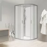 Mereo Sprchový box, čtvrtkruh, 80 cm, satin ALU, sklo Point, zadní stěny bílé, litá vanička, bez stříšky