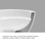 Mereo WC závěsné kapotované, Smart Flush RIMLESS, 490x370x360, keramické, vč. sedátka CSS126