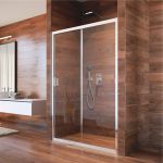 Sprchové dveře, LIMA, dvoudílné, zasunovací, 100x190 cm, chrom ALU, sklo Point Mereo