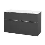 Mereo Mailo, koupelnová skříňka s keramickým umyvadlem 121 cm, antracit, chrom madlo