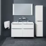 Mereo Mailo, koupelnová skříňka s keramickým umyvadlem 121 cm, bílá, chrom madlo