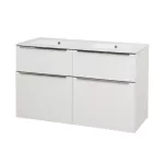 Mereo Mailo, koupelnová skříňka s keramickým umyvadlem 121 cm, bílá, chrom madlo