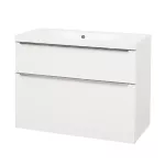 Mereo Mailo, koupelnová skříňka s umyvadlem z litého mramoru 101 cm, bílá, chrom madlo