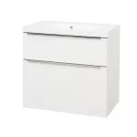 Mereo Mailo, koupelnová skříňka s umyvadlem z litého mramoru 81 cm, bílá, chrom madlo