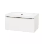 Mereo Mailo, koupelnová skříňka s umyvadlem z litého mramoru 81 cm, bílá, chrom madlo