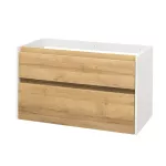 Mereo Opto, koupelnová skříňka 101 cm, bílá/dub Riviera