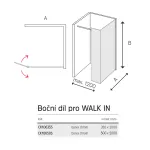 Mereo Boční díl pro WALK IN, Novea, 35 x 200 cm, chrom ALU, sklo Čiré