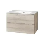 Mereo Aira, koupelnová skříňka s keramickým umyvadlem 81 cm, dub Kronberg