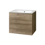 Mereo Aira, koupelnová skříňka s keramickým umyvadlem 61 cm, dub Halifax