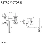 Mereo Dřezová nástěnná baterie, Retro Viktorie, 150 mm, s ramínkem trubkovým ø 18 mm - 200 mm