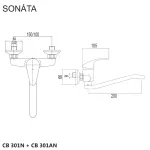 Mereo Dřezová nástěnná baterie, Sonáta, 150 mm, s ramínkem plochým vyhnutým 200 mm, chrom