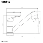 Mereo Dřezová stojánková baterie, Sonáta, s výsuvnou sprchou, chrom