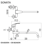 Mereo Nástěnná baterie do byt. jádra, Sonáta, 100 mm, s trubkovým ramínkem 330 mm, bez příslušentví, chrom
